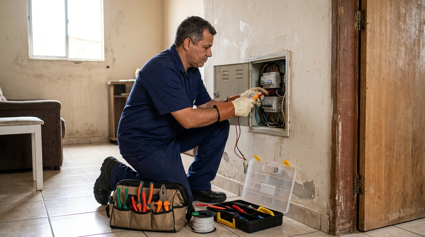 Eletricista com ferramentas em Maringá‑PR
