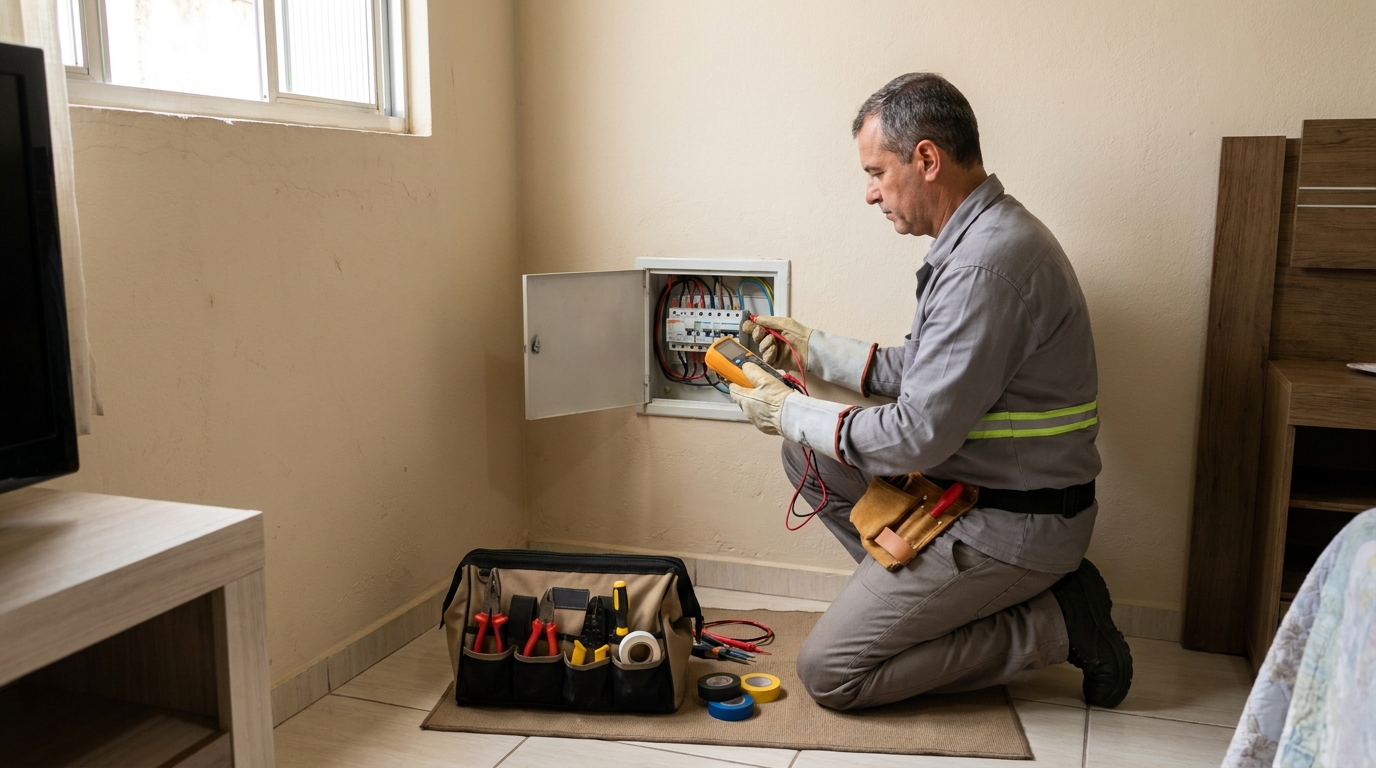 Eletricista trabalhando em Maringá‑PR