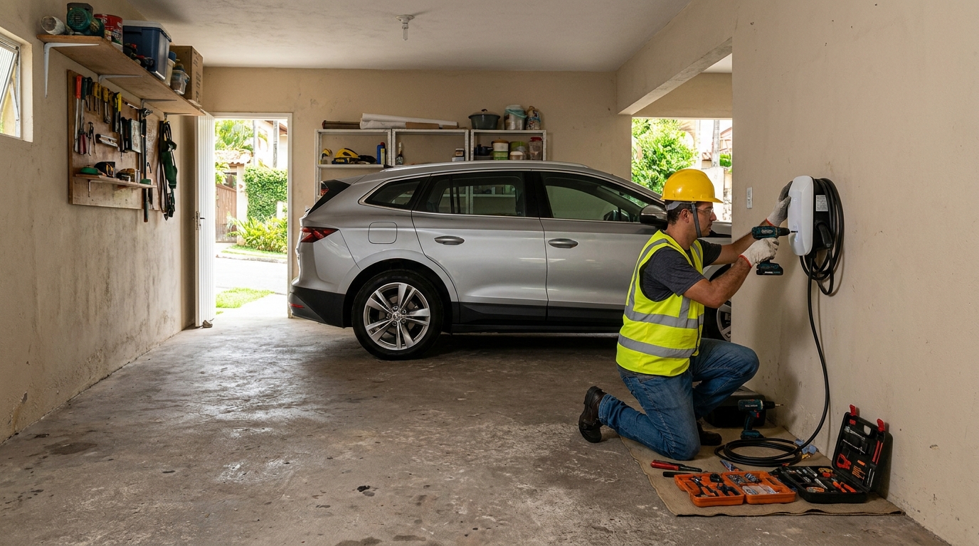 Instalacao de carregador de carro eletrico residencial em Maringá‑PR