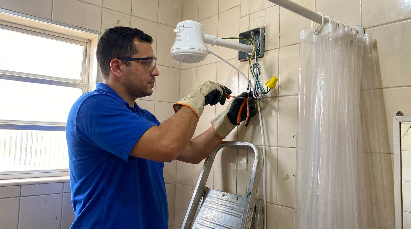 Instalacao de chuveiro eletrico residencial em Maringá‑PR