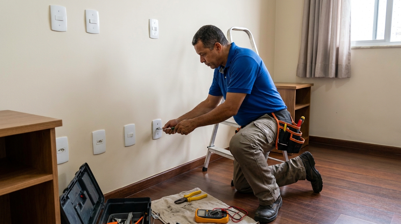 Instalacao de tomada e interruptor residencial em Maringá‑PR