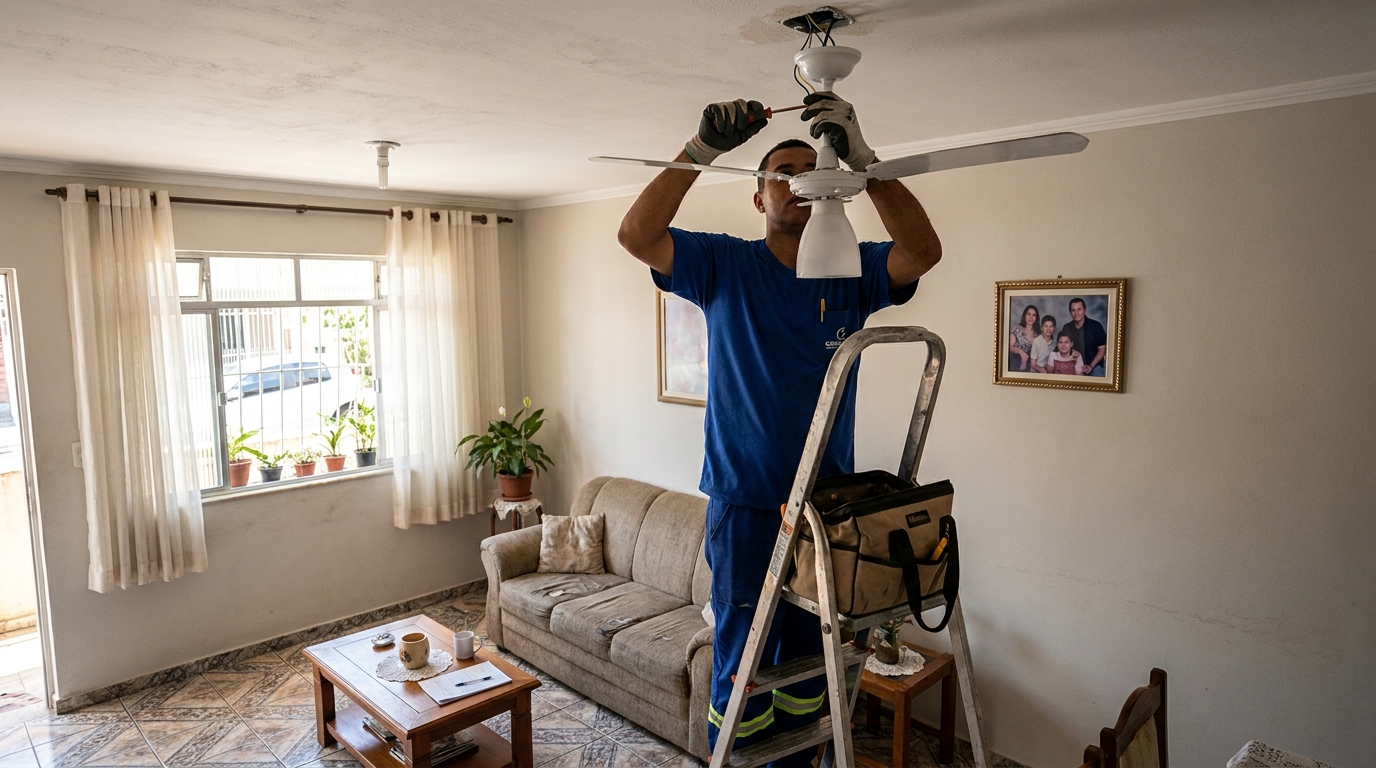 Instalacao de ventilador de teto residencial em Maringá‑PR