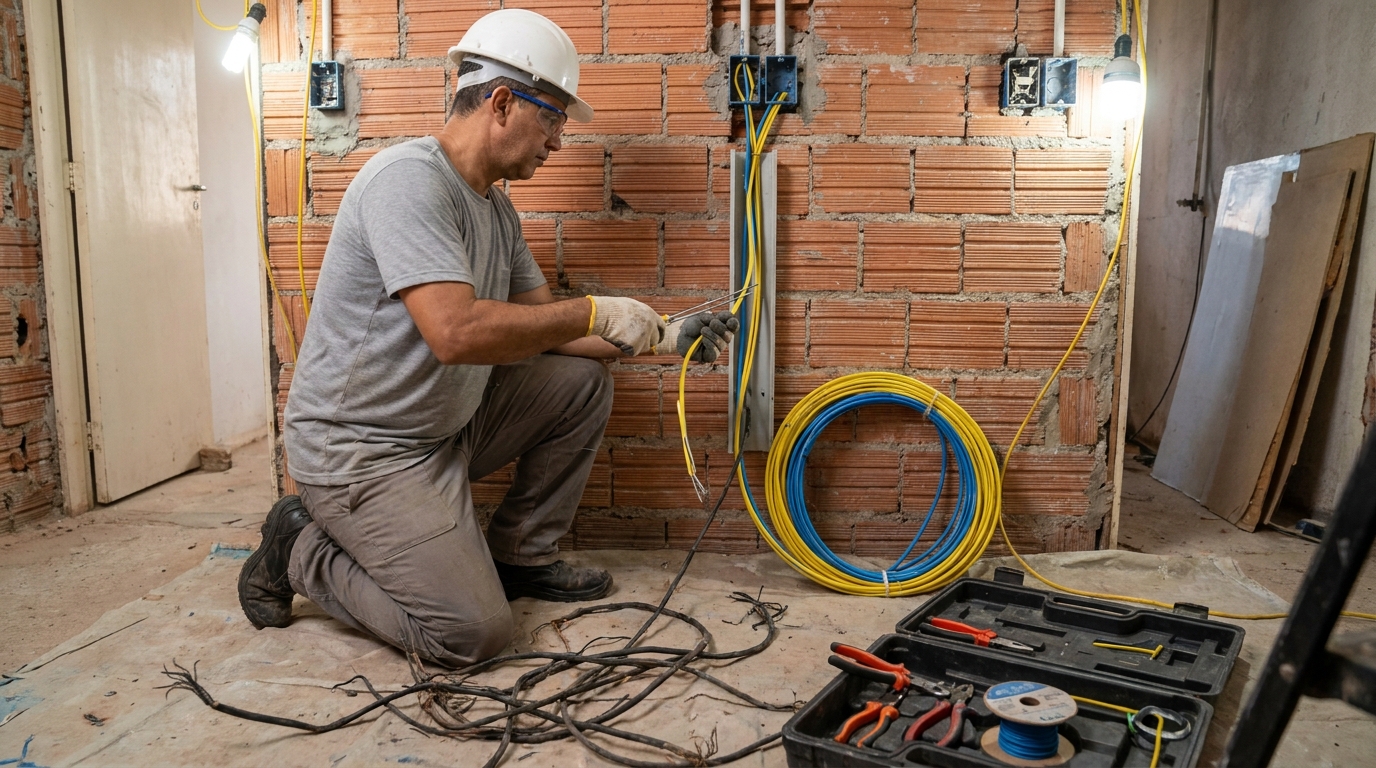 Troca de fiacao eletrica residencial em Maringá‑PR